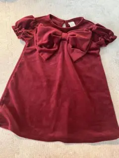 H&M 90サイズワンピース　赤　ベロア風