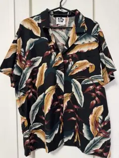 80年代　HILO HATTIE アロハシャツ ブラック×リーフ　ハワイ製