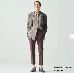 PLUS STYLE スティックパンツ　コットンブレンド　テーパードパンツ