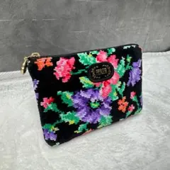 極美品☆FEILER フェイラー ポーチ ブラック 花柄