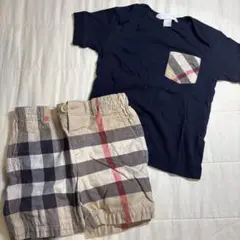 ８０　Burberry チェック柄ショートパンツとTシャツセット