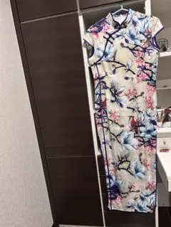 上質花柄チャイナドレス 半袖
