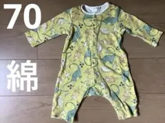 恐竜柄 長袖ロンパース 70