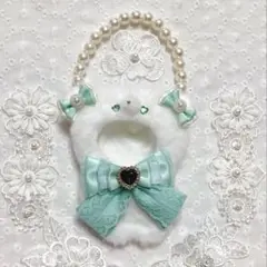 【パールチェーン付け外し可能】にじぱぺっと ぬい服 着ぐるみ くま ミント