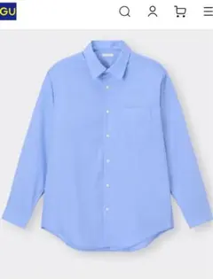 美品［GU ］＊ブロードシャツ＊　(長袖) BLUE/L