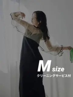 AMERI MANY WAY AIRY VEIL DRESS ブラック M