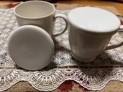 蓋付きマグカップ 8客セット 白磁