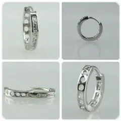 【直径10mm】925シルバー ジルコニア ストーン フープピアス