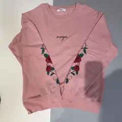 WEGO ピンク スウェット Mサイズ ローズ刺繍