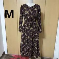 M 秋色綺麗なデザイン　ロングワンピ