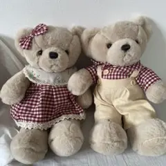 WOOYOO くまのぬいぐるみ　女の子男の子セット　テディベア　ギンガムチェック