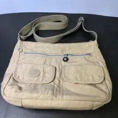 KIPLING ナイロンバック　肩掛け　斜めがけバッグ　ベージュ系
