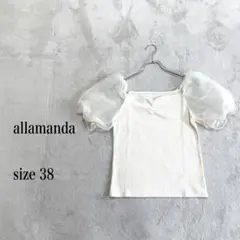 《新品タグ付き》allamanda リブ編みパフスリーブトップス size 38