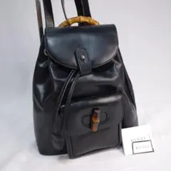 【極美品】GUCCI グッチ ミニ リュック オール レザー バンブー ブラック