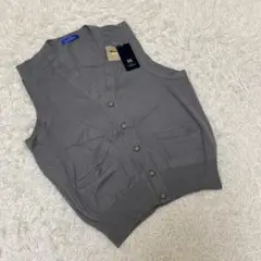 【タグ付】MONSIEUR PARIS ニットベスト　前空き　無地　グレー　L