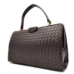 BOTTEGA ハンドバック がま口 イントレチャート 肩掛け ブラウン 本革