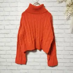 【美品】GU ジーユー 長袖ニットセーター ドロップショルダー ミドル丈 M
