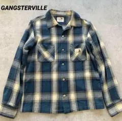 GANGSTERVILLE オンブレチェックネルシャツ 長袖 オープンカラー S
