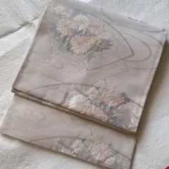 夏物　袋帯　紗　扇面　草花文　金銀糸　正絹