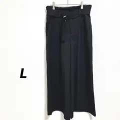 グローブ ワイドパンツ【L】ウエストゴム ブラック