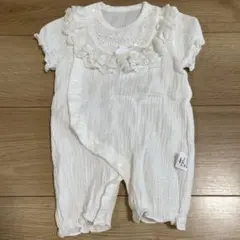 ホワイト コットン セレモニー ロンパース フリル付き 50cm 60cm