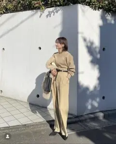 CLANEクラネ ベーシックタックパンツ ベージュ1