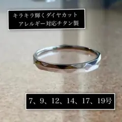 アレルギー対応!チタン製キラキラダイヤカット華奢リング シルバー