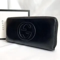 極美品 グッチ 長財布 ソーホー ラウンドジップ GG インターロッキング