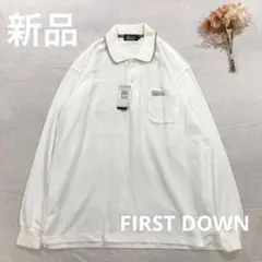 【新品】FIRST DOWNファーストダウン長袖ポロシャツ カットソーホワイトM
