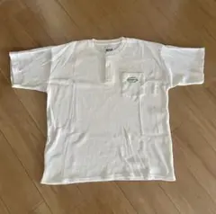 Snap club ワンポイント刺繍ワッフルヘンリーネックTシャツ