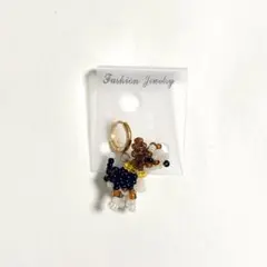 犬 ビーズ マスコット フープピアス ビーグル アクセサリー 未使用 ゴールド