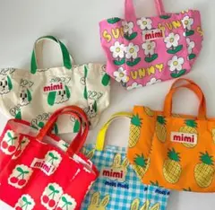 SNS大人気商品 mimi パイナップル柄 手提げ袋 お散歩バックランチバック