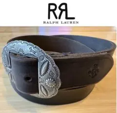 ⭐️未使用⭐️RRL⭐️メタルバックル⭐️ブラック(茶芯)レザーベルト⭐️35-37インチ