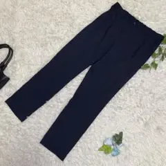 美品　グリーンレーベルリラクシング　テーパードパンツ　紺　ウエストゴム　XL
