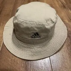 00s adidas ベージュアウトドアバケットハット刺繍ロゴメンズ　58cm