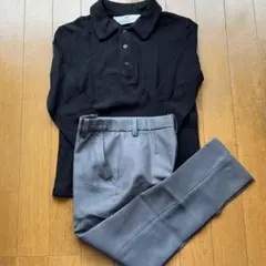 H&M ブラックポロシャツとグレーのスラックスセット