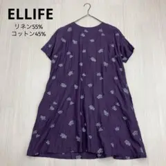 ELLIFE エリフェ 刺繍 コットン リネン 半袖 チュニック ワンピース F