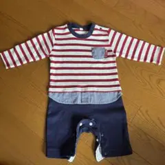赤と白のストライプロンパース 80cm