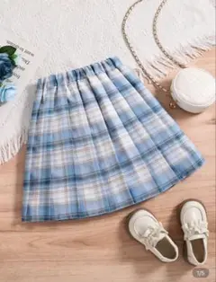 新品未使用⭐︎SHEIN チェックスカート　ブルー　134-140㎝