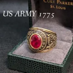 ヴィンテージ アメリカ陸軍 ミリタリーリング ゴールドカラー レッドストーン