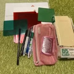 ピンク メッシュ ペンケース B5 文房具セット