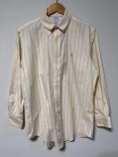 【美品】Brooks Brothers ストライプシャツ イエロー　M