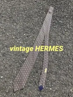 vintage HERMES ネクタイ シルク100% エルメス 総柄