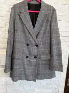 グレー系チェック柄 ダブルブレストジャケット