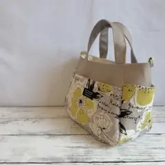 2Wayトートバッグ　チューリップ型　ミニ花柄　ショルダーベルト付き