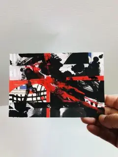 抽象画　コラージュ　アート　原画　ポストカードサイズ
