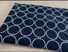 刺繍生地.中厚.リネン.幅135cm×50cm.紺地、タン