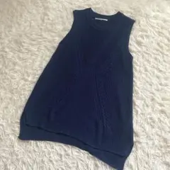 サロンドモニーク　レディース　ベスト　ネイビー　紺　Mサイズ　ゆったり　秋冬