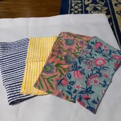 大判ハンカチ 4枚セット ストライプ 花柄