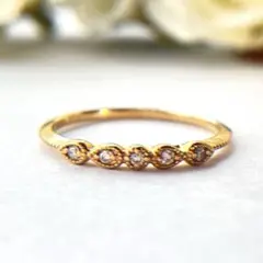 ✨美品✨アガット K18 ダイヤモンド 0.04ct フリル リング 約8号